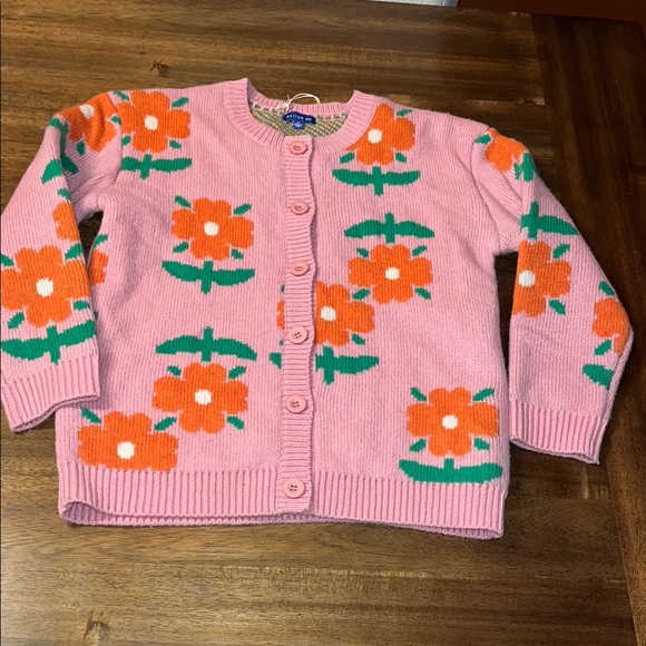 New Maison Me Ashley Pink Floral Knit Cardigan Size 8y beautiful